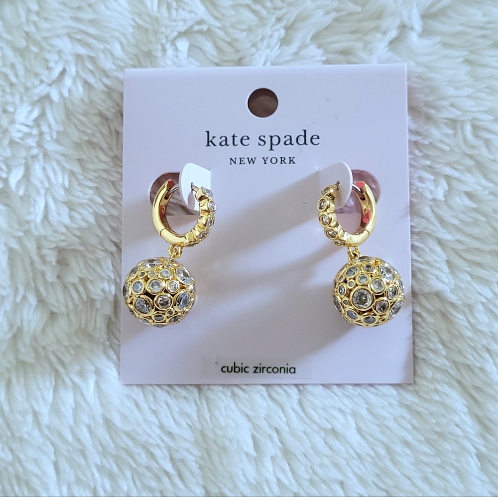 Kate Spade♠️ "On The Dot" Sphere🌎 Huggie🤗 Hoop Earrings - Picture 12 of 16